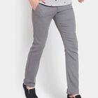 Printed Cross Pocket Slim Fit Trousers, Light Grey, small image number null