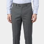 Men's Light Grey Slim Fit Flat-Front Trousers, हल्का ग्रे, small