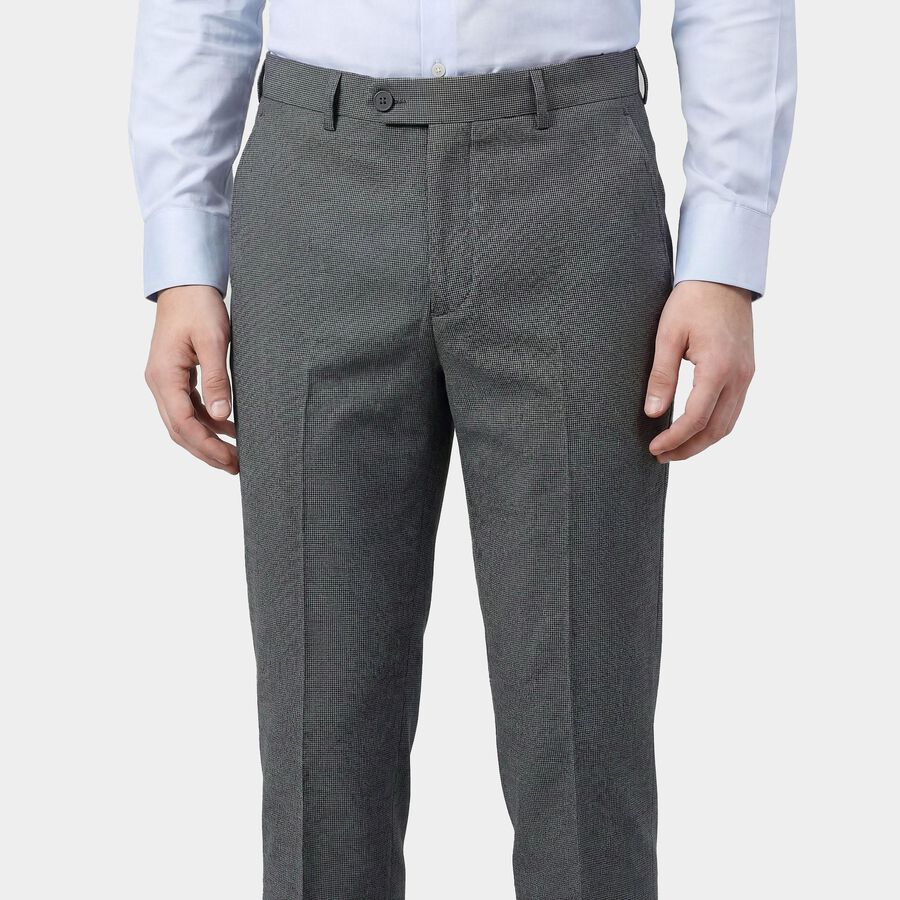 Men's Light Grey Slim Fit Flat-Front Trousers, हल्का ग्रे, large