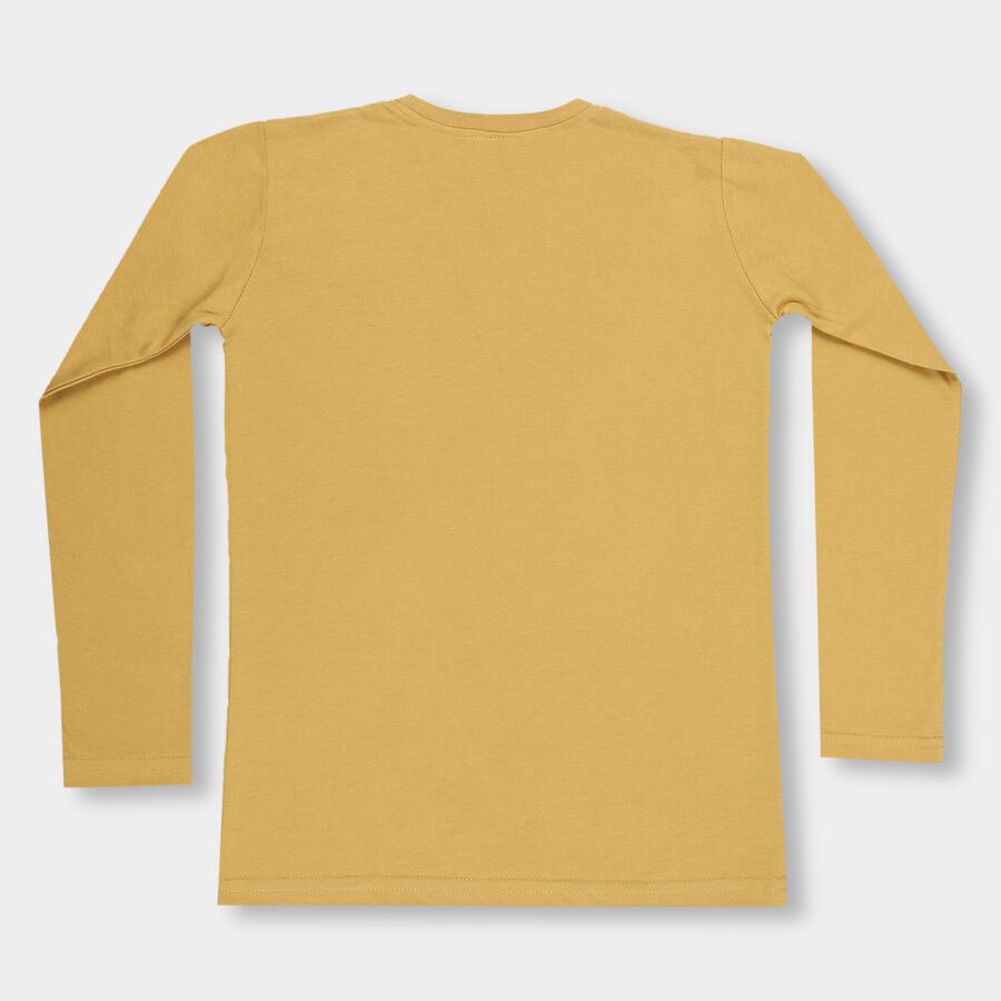 Boys Mustard Yellow Round Neck Casual T-Shirt, मस्टर्ड, large image number null
