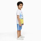 Boys' White Cotton Round Neck Cartoon Printed Baba Suit, सफ़ेद, small image number null