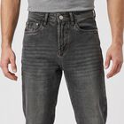 Men's Dark Grey Straight Fit Washed Jeans, Dark Grey, small