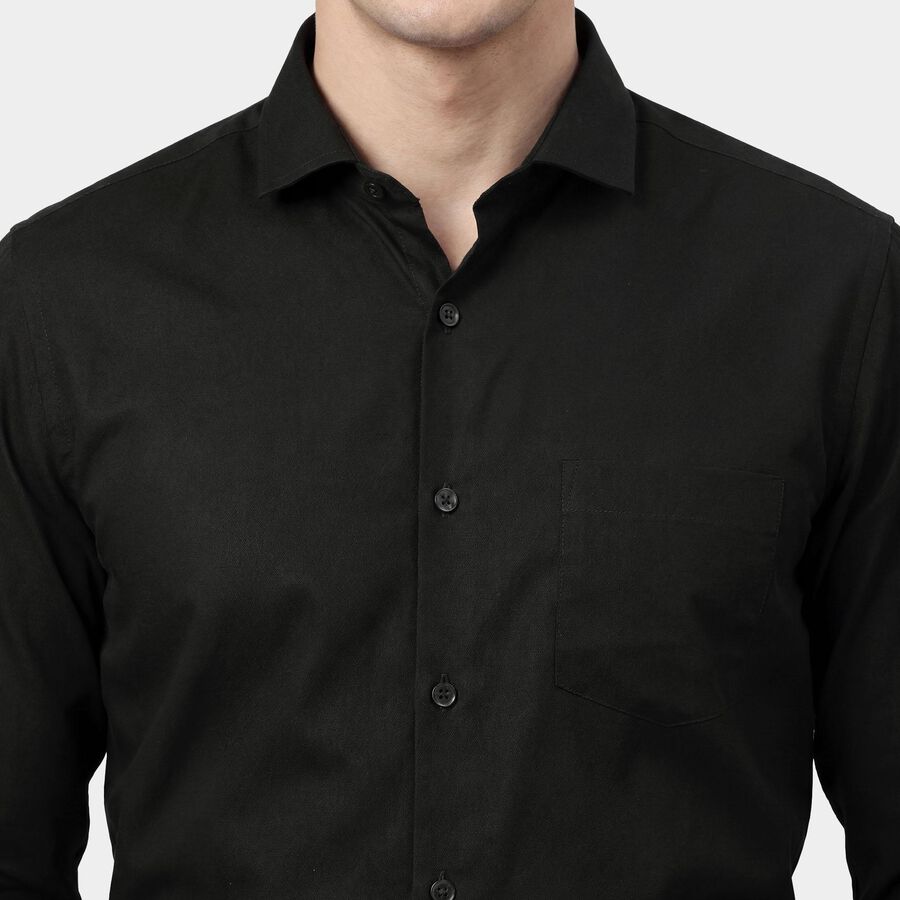 Men's Green Cotton Spread Collar Classic Formal Shirt, Dark Green, large