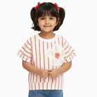 Girls Light Pink and White Crew Neck Casual T-Shirt, Light Pink, small image number null