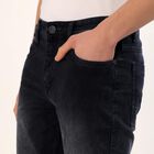 Men's Faded Black Slim Fit Jeans, Dark Blue, small