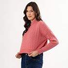 Women's Dusty Pink High Neck Cropped Pullover, गुलाबी, small image number null