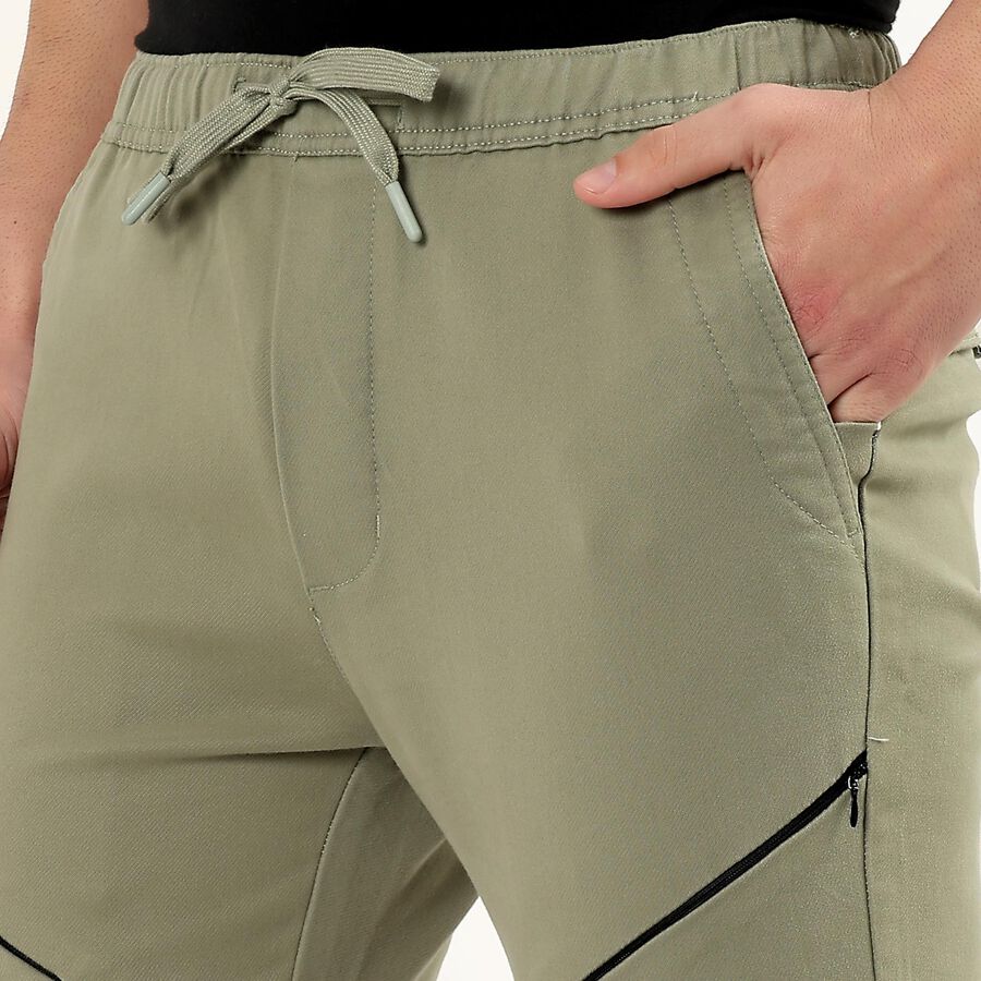 Men's Slim Fit Casual Trousers, Light Green, large