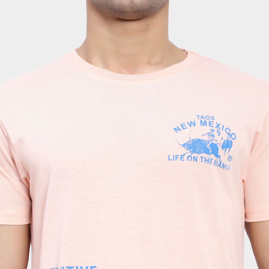 Round Neck T-Shirt, Peach, large image number null
