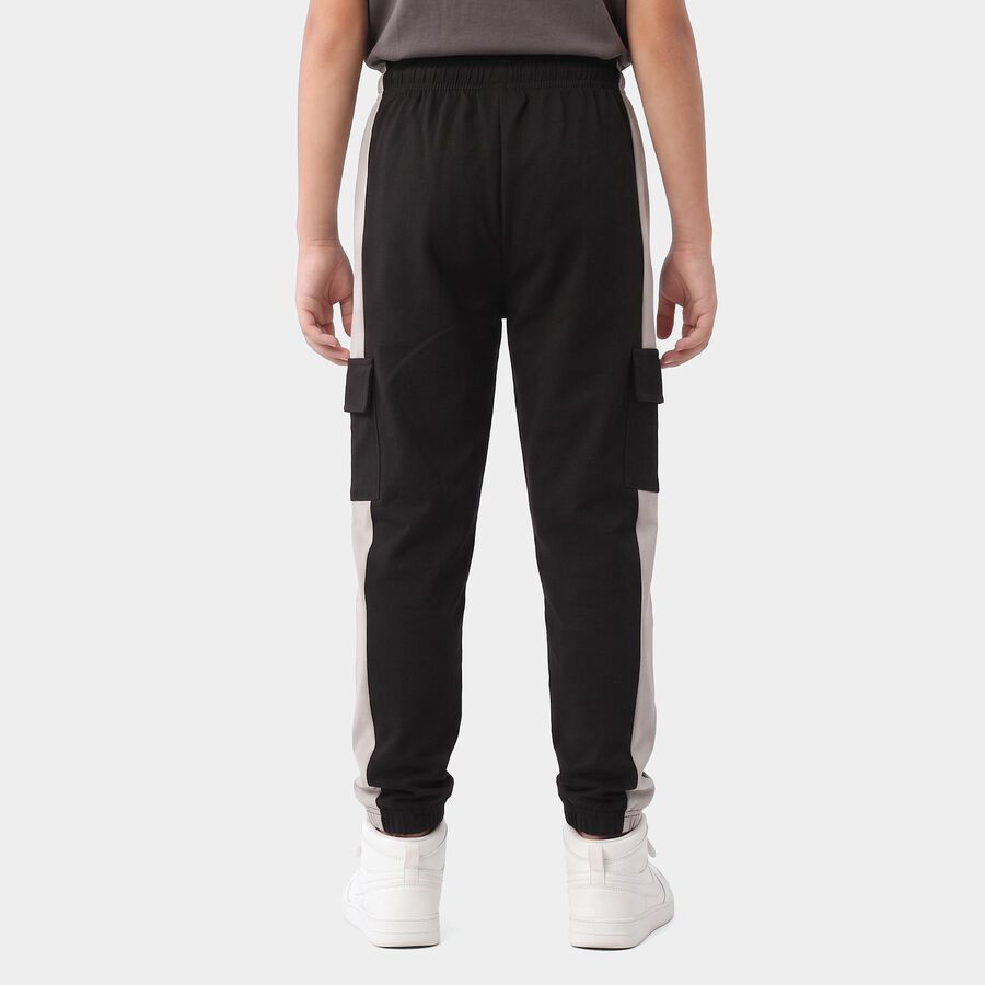 Boys Black Jogger Fit Active Print Pyjama, काला, large