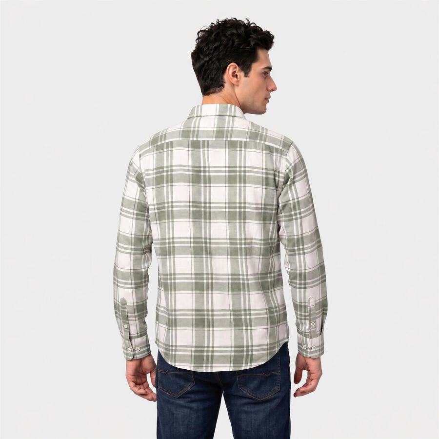 Men's Olive Green Cotton Casual Shirt, ओलिव, large