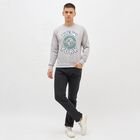 Men's Light Grey Crew Neck Casual Printed Sweatshirt, Light Grey, small image number null