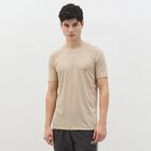 Men's Light Beige Crew Neck Athleisure T-Shirt, Beige, small