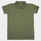 Boys Olive Round Neck Casual Half Sleeve T-Shirt, ओलिव, small