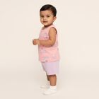Infant Girl Soft Pink Cotton Round Neck Casual Shorts Set, हल्का गुलाबी, small image number null