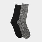 Men's Crew Length Pack of 2 Socks ( Grey, Black ), Black, small
