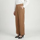 Women's Beige Regular Fit Solid Trousers, गहरा पीला, small