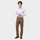 Men's Khaki Flat-Front Chino Trousers, खाकी, small
