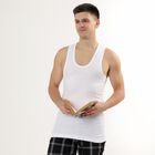 Men's Bright White Cotton Deep Neck Sleeveless Vest, White, small image number null