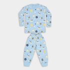 Boys' Light Blue Cotton Round Neck Printed Baba Suit, Light Blue, small image number null