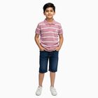 Boys Bright Rose Pink Cotton Crew Neck Streetwear T-Shirt, गुलाबी, small