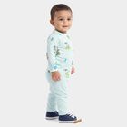 Infants' Aqua Cotton Round Neck Graphic Print Baba Suit, Aqua, small