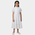 Girls' White Sleeveless A-Line Dress, White, small