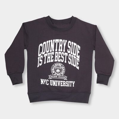Boys Charcoal Crew Neck Casual Sweatshirt