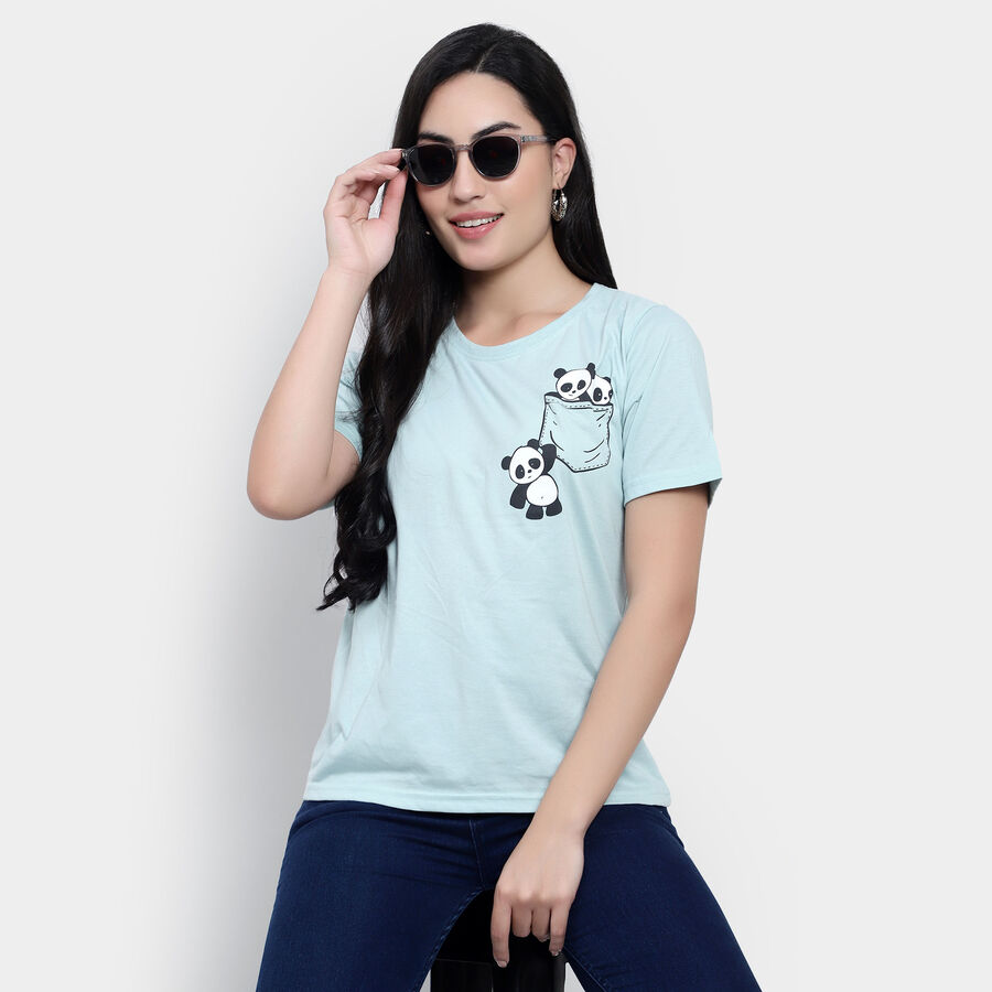 Round Neck T-Shirt, हल्का हरा, large image number null