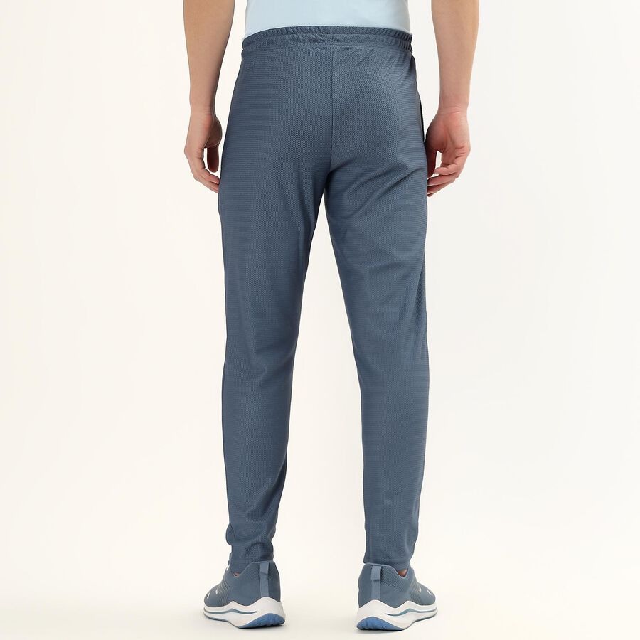 Men's Muted Steel Blue Tapered Fit Textured Track Pants, Mid Blue, large