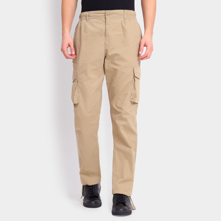 Men's 100% Cotton Track Pants, Khaki, large image number null