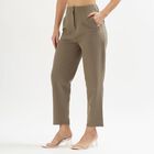 Women's Olive Green High-Rise Cigarette Trousers, Olive, small image number null