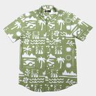Boys Olive Green Cotton Regular Fit Casual Shirt, ओलिव, small