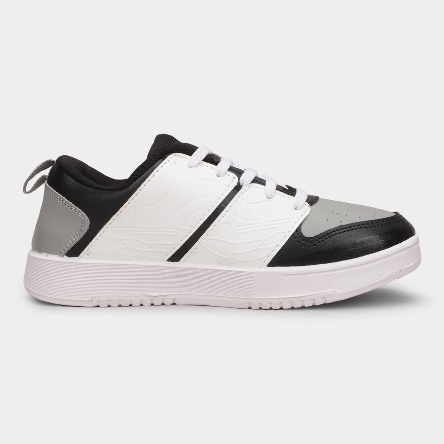 Men's Muted Charcoal Black and Light Grey Lace-Up Casual Shoes, Black, large