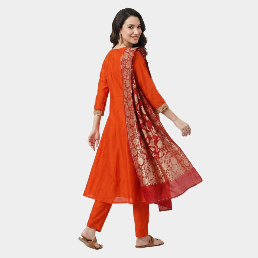 Women's Rust Embroidered Ethnic Set, Rust, large