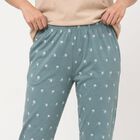 Women's Light Blue Straight Fit Printed Lounge Pyjama, Light Blue, small