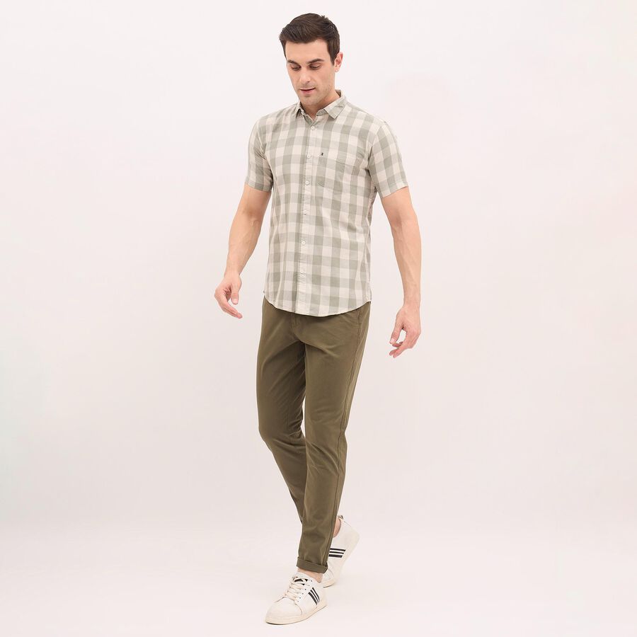 Men's 100% Cotton Regular Collar Casual Shirt, Olive, large image number null