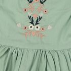 Infants' Aqua Cotton Puff Sleeve Embroidered Fit and Flare Frock, Aqua, small