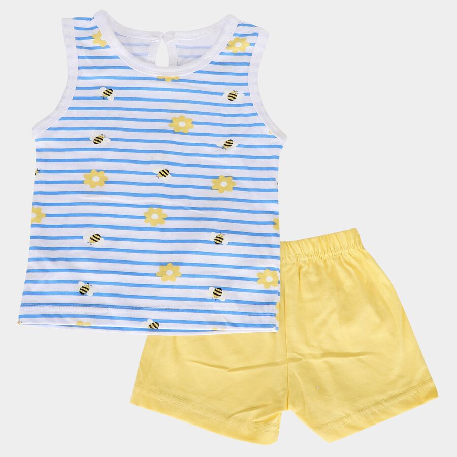 Infants Light Blue Round Neck Short Set Upper and Bottom Set, Light Blue, large
