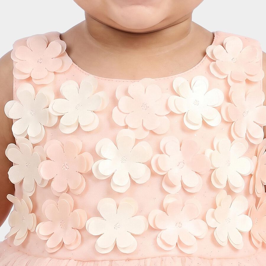 Infants' Light Pink Embellished Fit and Flare Frock, हल्का गुलाबी, large