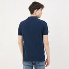 Men's Midnight Blue Cotton Polo Collar Casual T-Shirt, मध्यम नीला, small