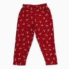 Girls' Deep Red Dragonfly Print Cotton Blend Pyjama, वाइन, small image number null