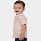 Infants Peach Cotton Half Sleeve Classic Casual Shirt, Peach, small