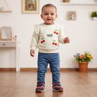 Infants' Cream Cotton Round Neck Pullover Sweatshirt, Off White, small
