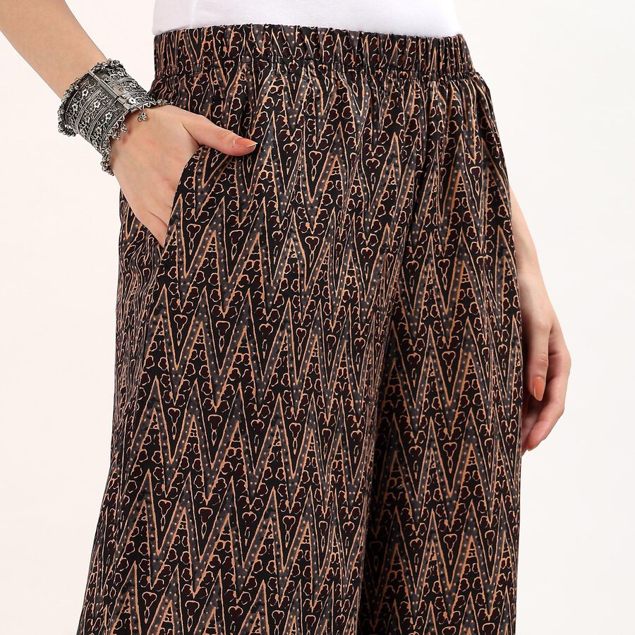 Women's Maroon Relaxed Fit Solid Palazzos, काला, large