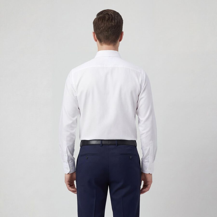 Men's White Cotton Spread Collar Formal Shirt, सफ़ेद, large