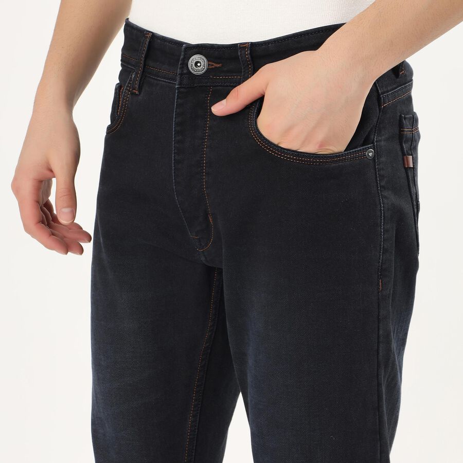 Men's Deep Charcoal Black Slim Fit Jeans, गहरा नीला, large image number null