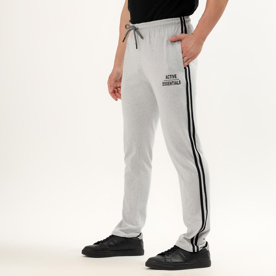 Men's Light Grey Regular Fit Side-Striped Track Pants, Light Grey, large image number null