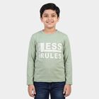 Boys' Sage Green Round Neck Regular Boys T-Shirt, Light Green, small