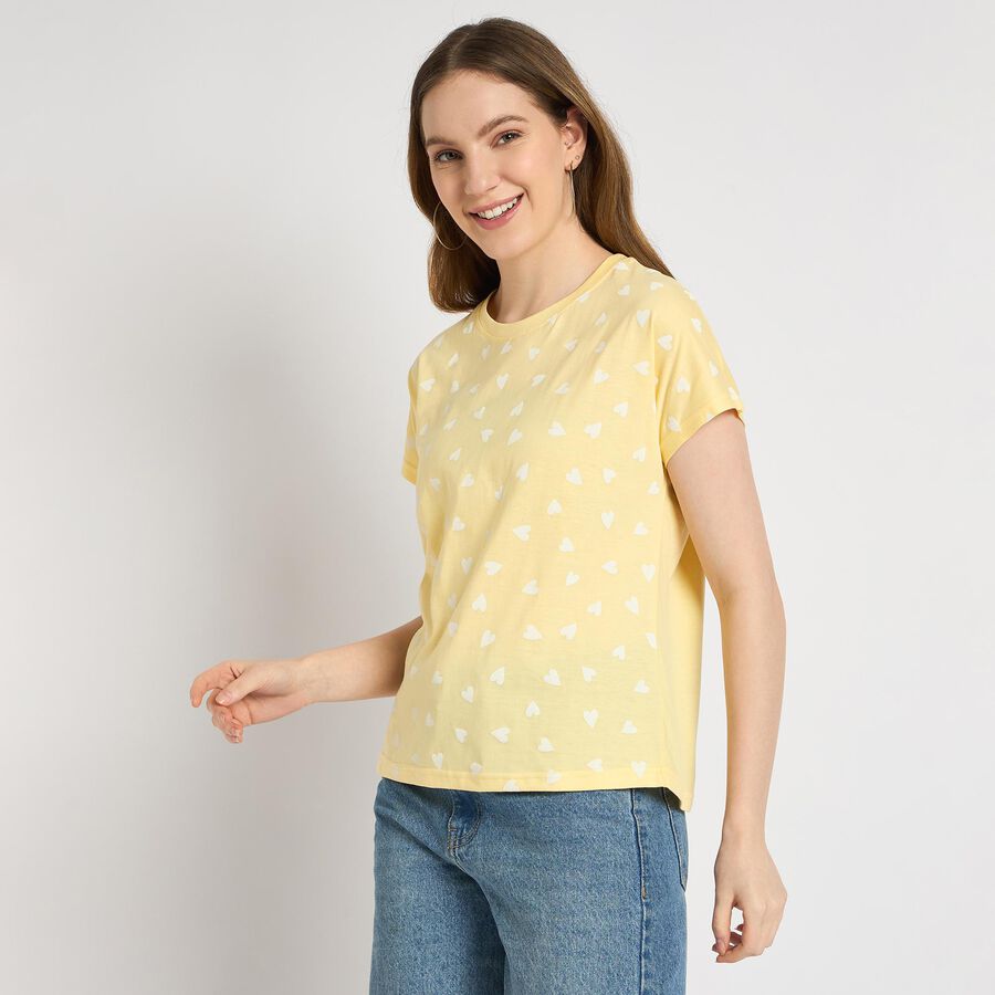 Ladies' Round Neck T-Shirt , Yellow, large