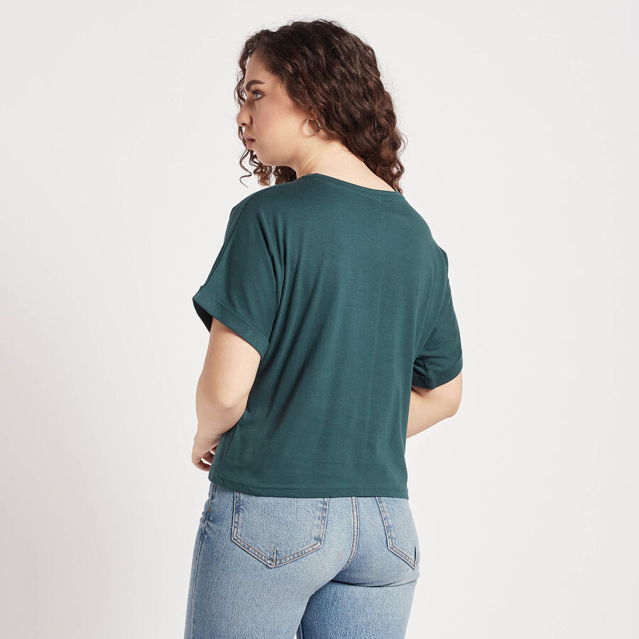 Round Neck T-Shirt, गहरा हरा, large image number null
